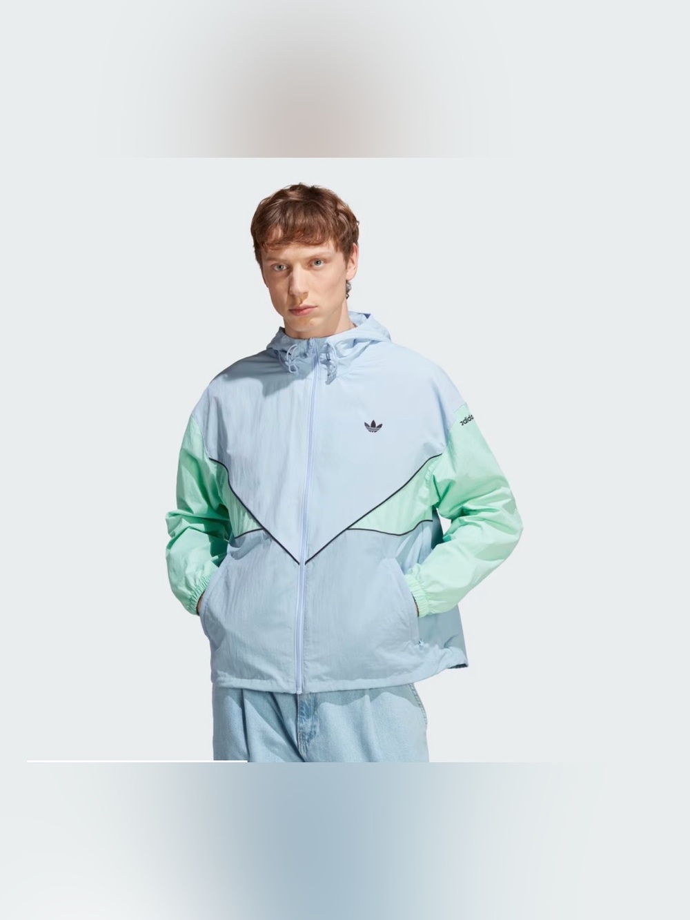 Adidas Originals NWT Adicolor Blue/Green Seasonal Archive Windbreaker Size Large